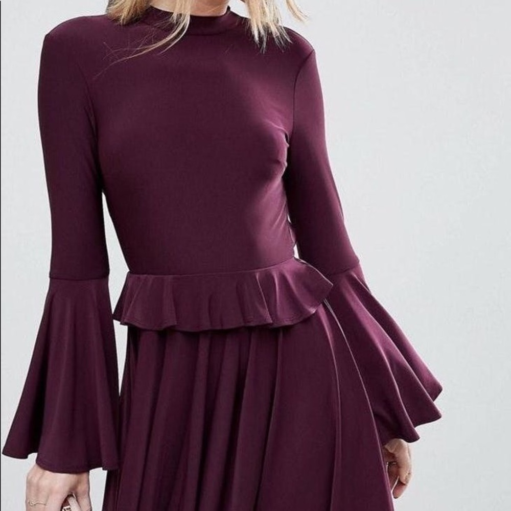 Skinny Ruffle Open Back Mini Skater Dress